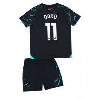 Maglie da calcio Manchester City Jeremy Doku #11 Terza Maglia Bambino 2023-24 Manica Corta (+ Pantaloni corti)